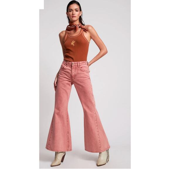 One Teaspoon Pink Flare Jeans - Picture 1 of 7